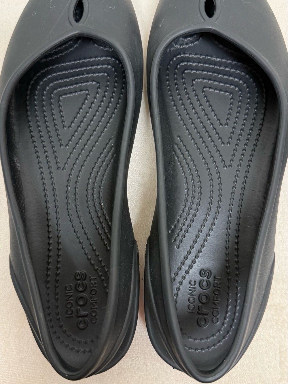 CROCS Women's Black Slip-On Comfort Flats